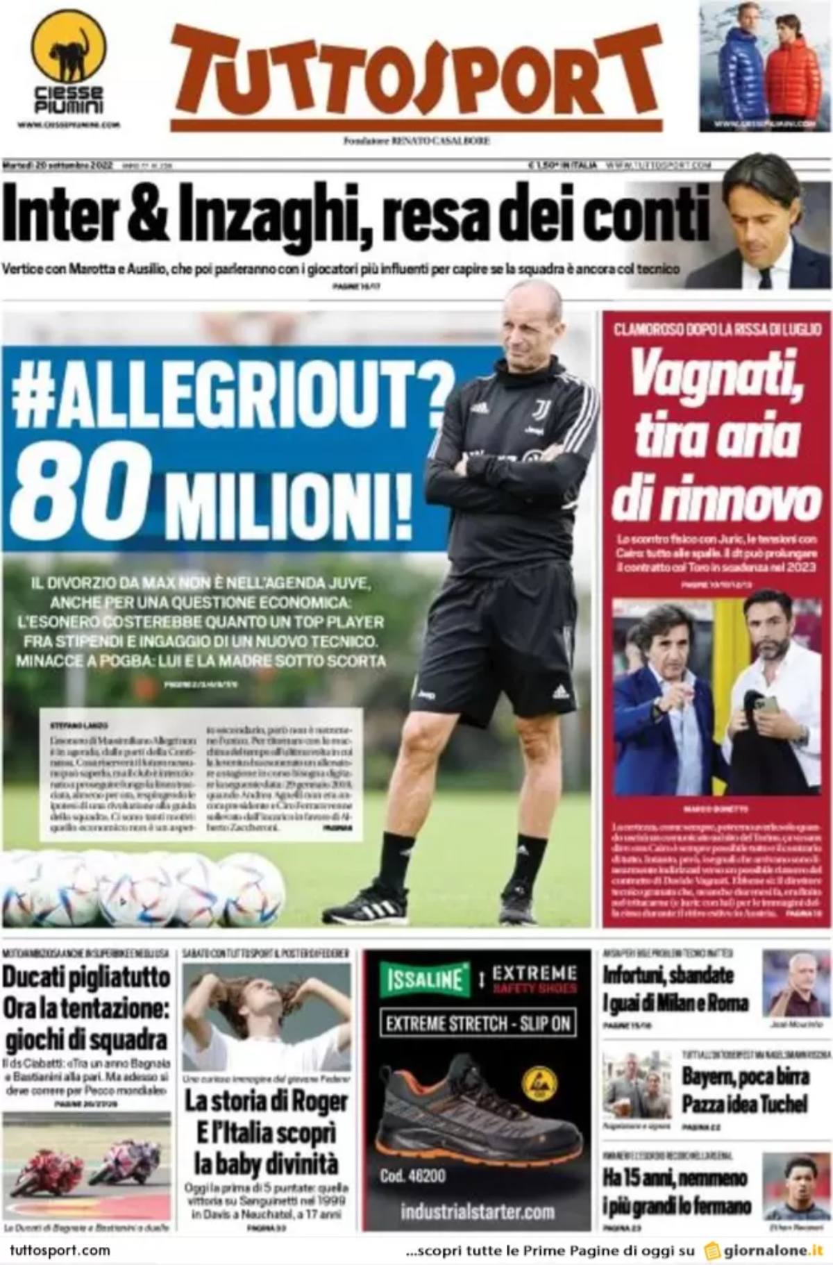 Rassegna Stampa Juve Prime Pagine Quotidiani Settembre