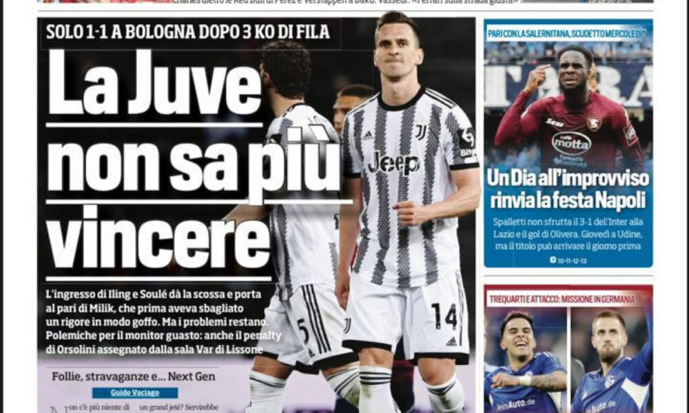 Rassegna Stampa Juve Prime Pagine Quotidiani Sportivi 1 Maggio 2023