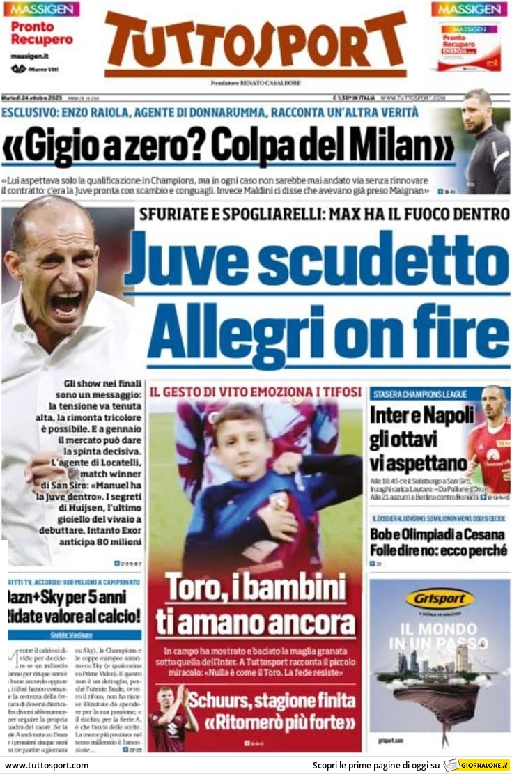 Rassegna Stampa Juve Prime Pagine Quotidiani Ottobre