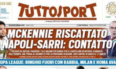 Prima Pagina Tuttosport 26 febbraio