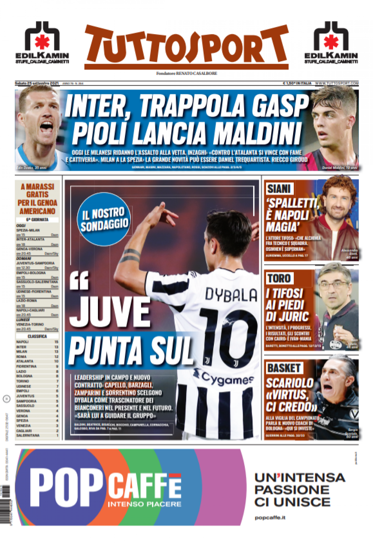 tuttosport 25 settembre