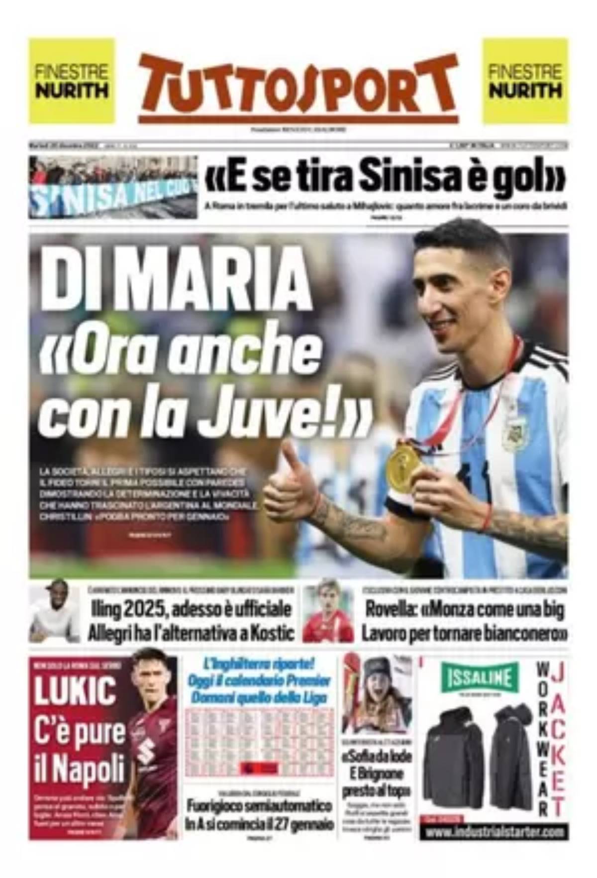 Rassegna Stampa Juve: Prime Pagine Quotidiani - 20 Dicembre