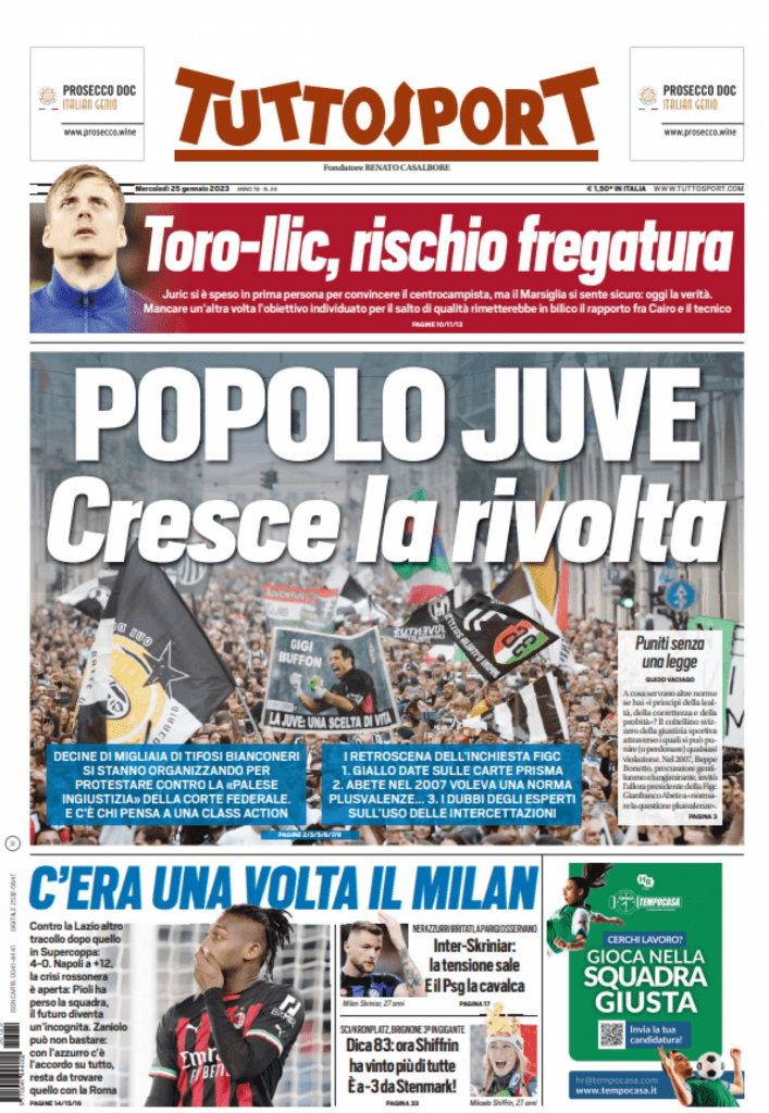 tuttosport 25 gennaio 2023