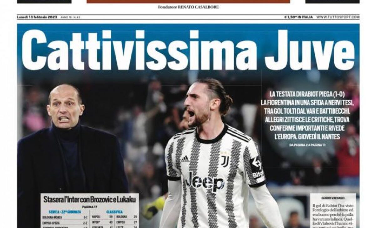 tuttosport 13 febbraio. ridimensionatojpg e1676244964861