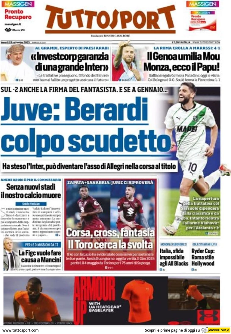 Rassegna Stampa Juve: Prime Pagine Quotidiani – 29 Settembre