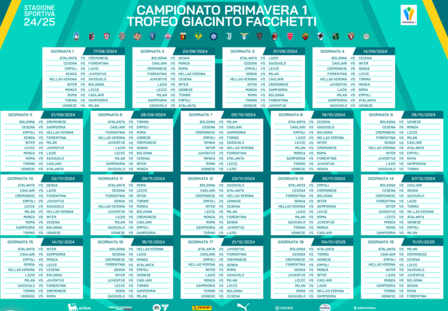 Calendario Juve primavera