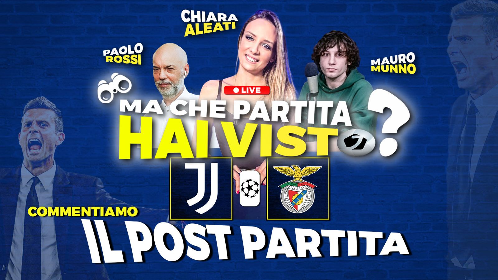 Juve Benfica, “Ma che partita hai visto?”: LIVE il post gara su Juventusnews24 con Paolo Rossi, Chiara Aleati e Mauro Munno – VIDEO