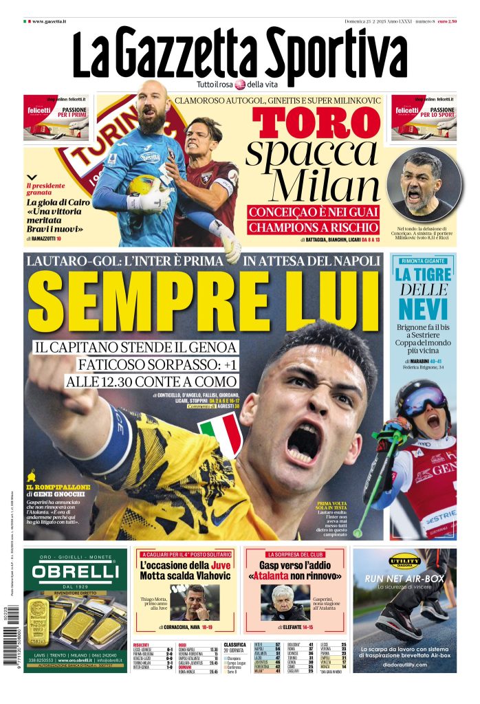 Rassegna stampa Juve: prime pagine quotidiani sportivi – 23 febbraio