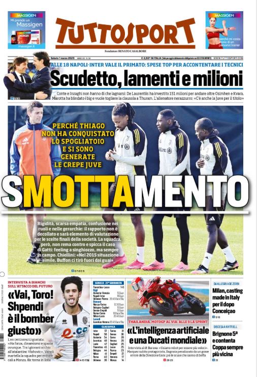 Rassegna stampa Juve: prime pagine quotidiani sportivi – 1 marzo