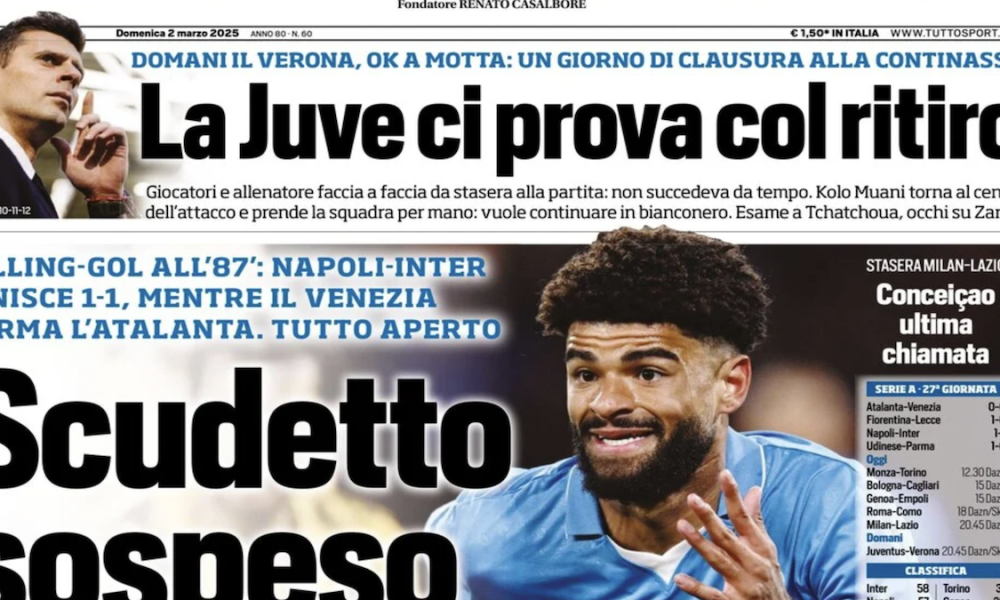 Juventus News – Prime pagine dei quotidiani sportivi sulla Juve – 2 marzo